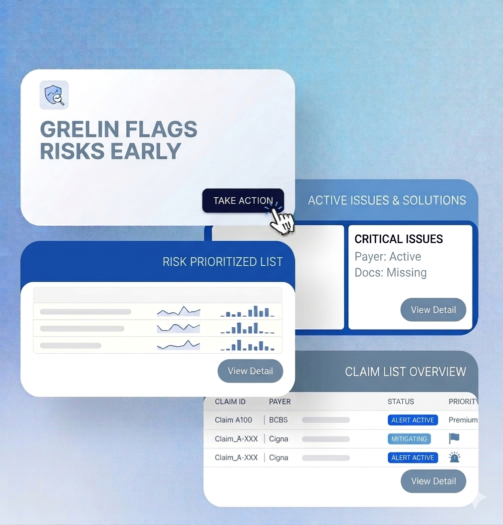 Grelin surfaces claim risks in real time so teams can correct them before billing